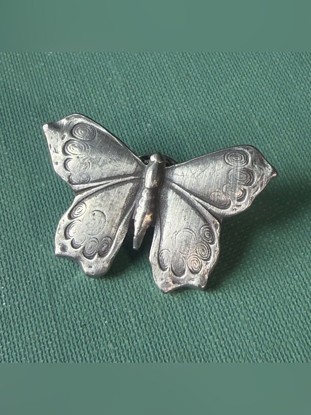 Pewter silver butterfly brooch